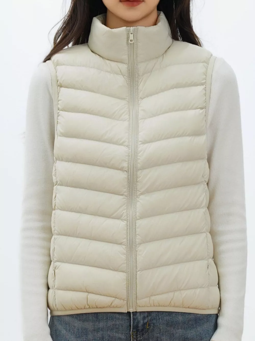 Quilted Zip Up Turtleneck Vest Coat, image 2