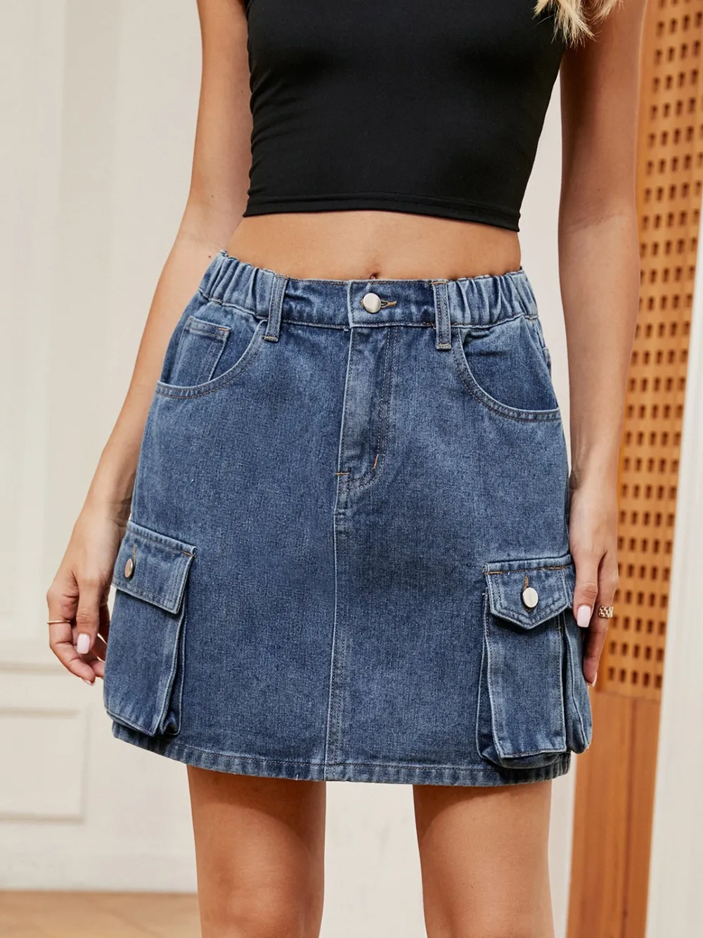 High Waist Denim Skirt, image 3