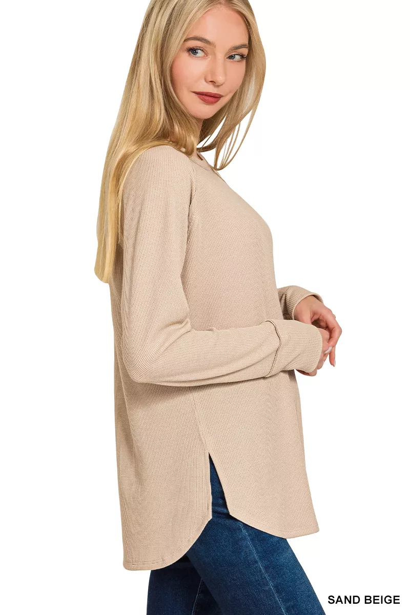 Zenana Baby Waffle Long Sleeve Top, image 2