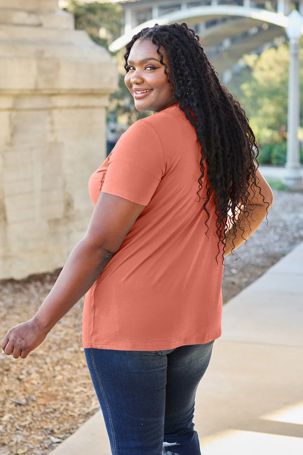 Bamboo Full Size V-Neck Short Sleeve T-Shirt, image 4