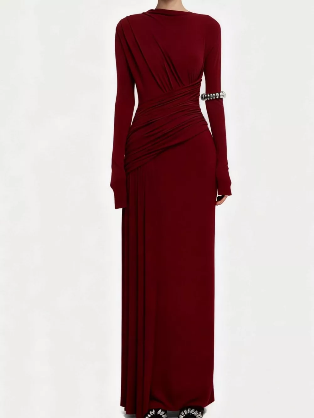 Ruched Long Sleeve Maxi Dress, image 10
