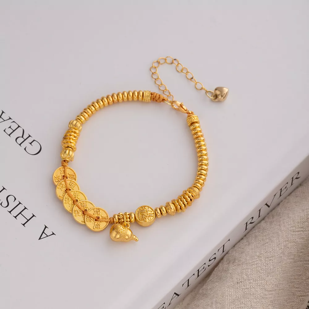 18K Gold-Plated Zinc Alloy Coin Bracelet, image 3