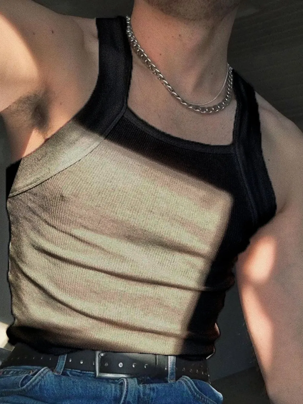 Men's Full Size Square Neck Wide Strap Tank Plus Size, image 5