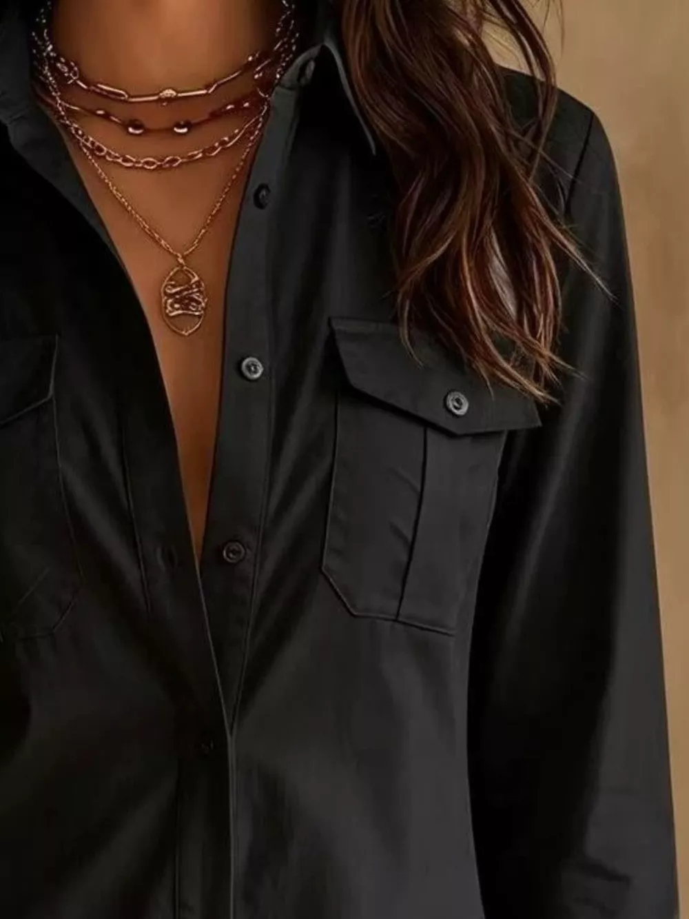 Button-Down Shirt Dress with Lace Trim, image 8