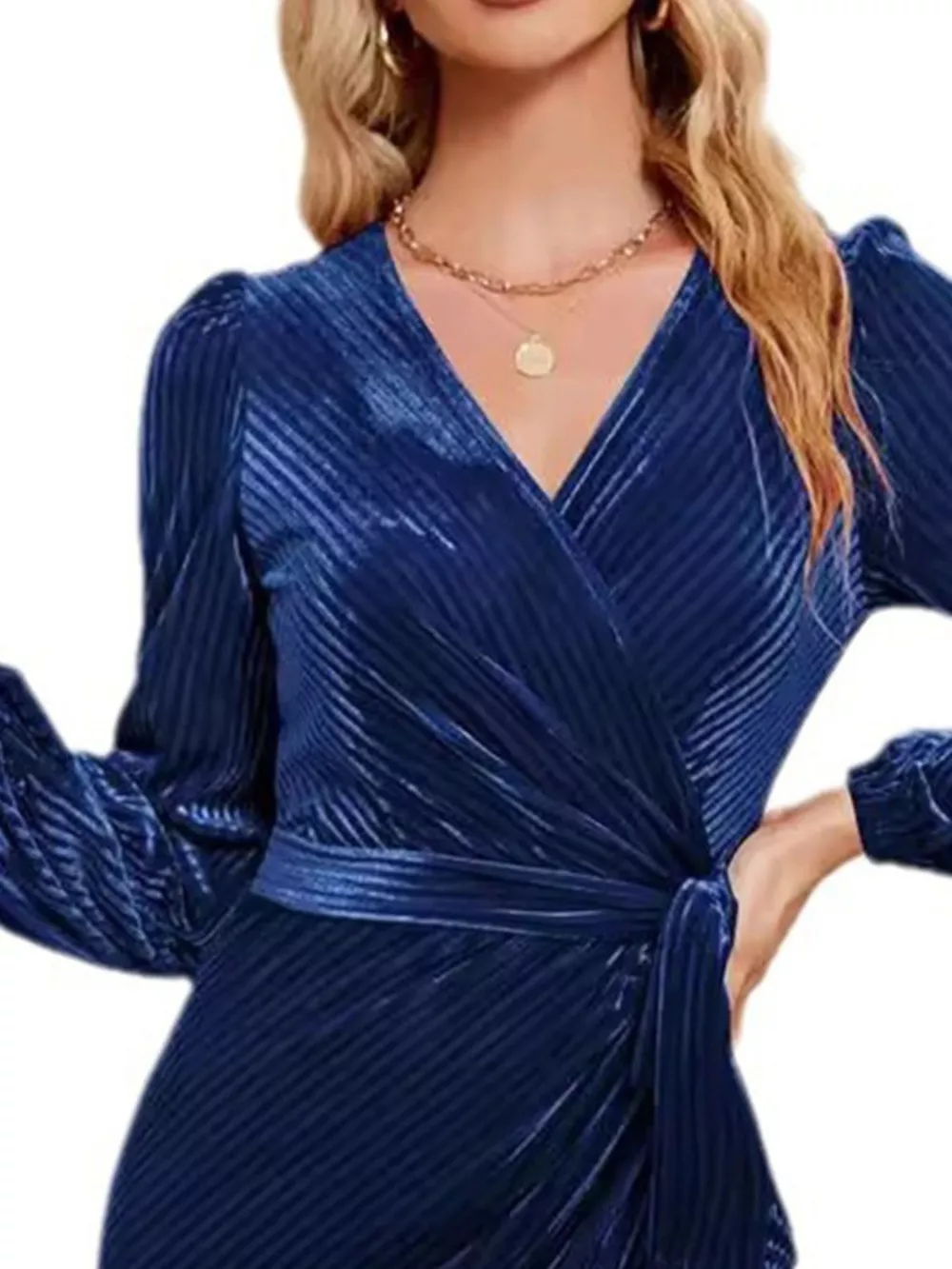 Surplice Long Sleeve Tie Waist Dress, image 7