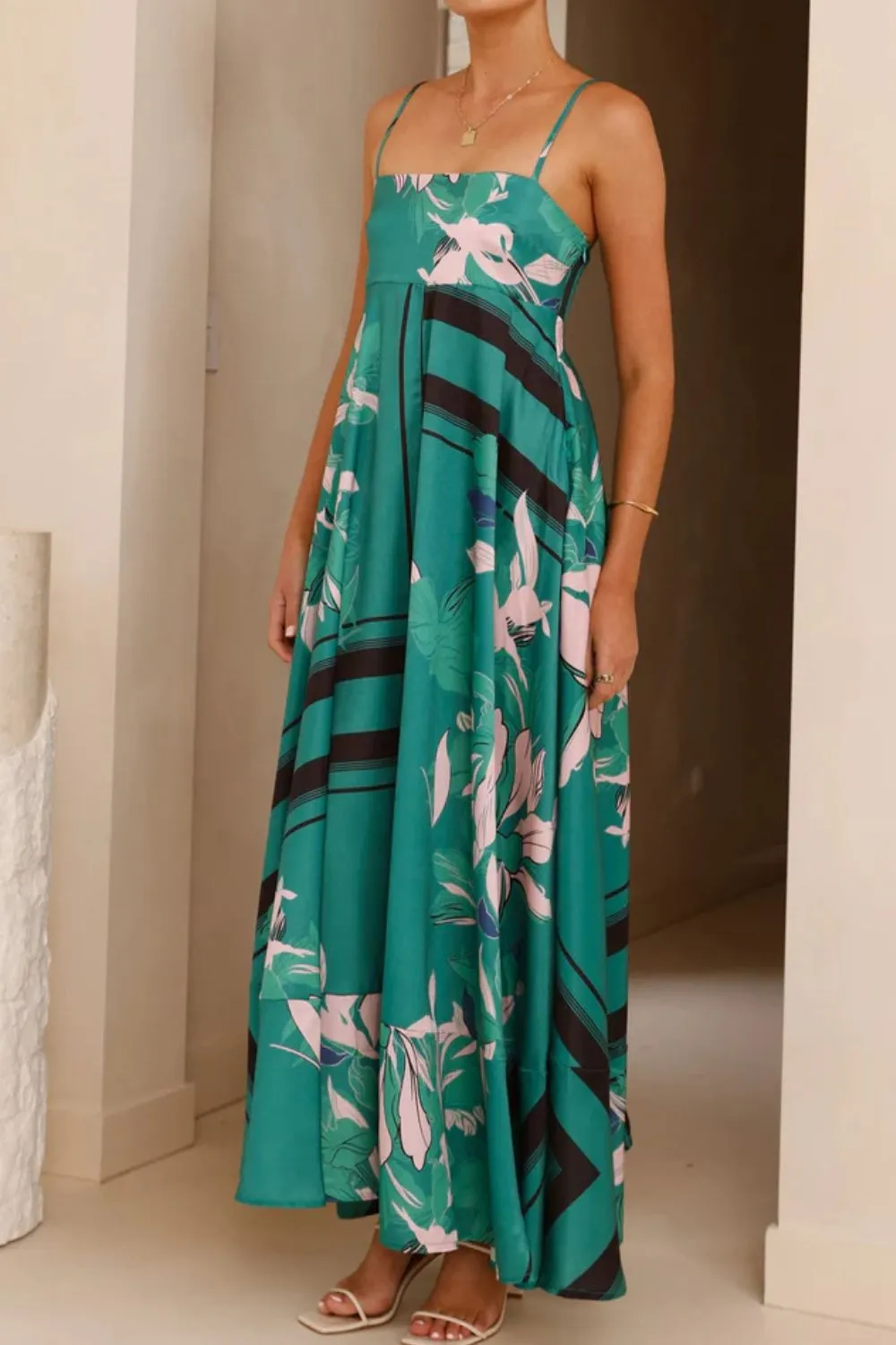 Printed Square Neck Cami Maxi Dress, image 11