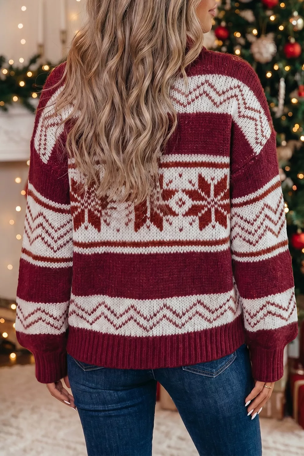 Geometric Pattern Zip-Up Knit Long Sleeve Regular Fit Cardigan, image 2