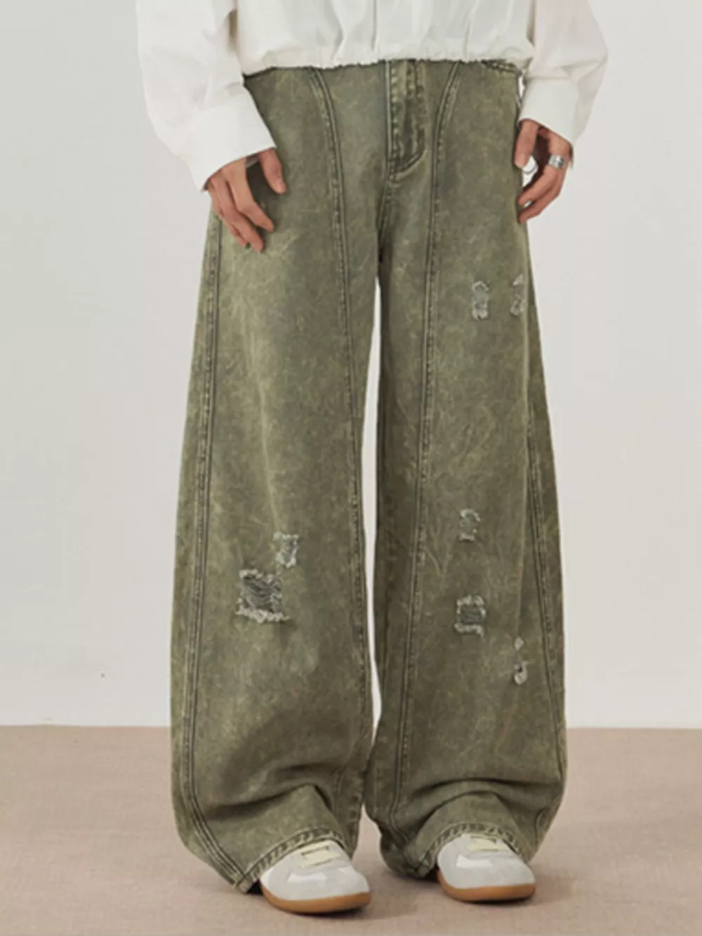 Men's Distressed Wide Leg Jeans, image 2