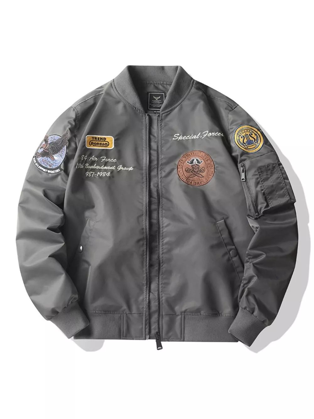 Men's Plus Size Zip Up Bomber Jacket, image 5