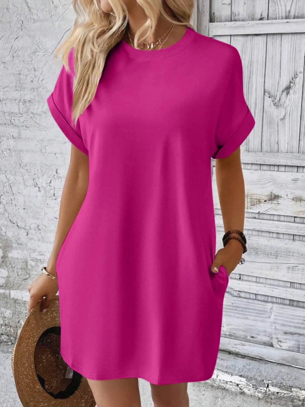 Round Neck Short Sleeve Mini Dress, image 7