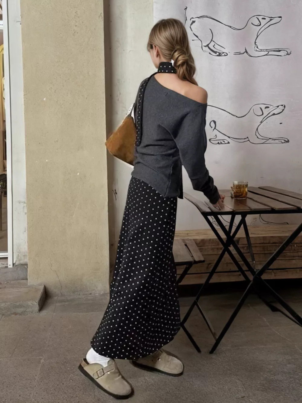 One Shoulder Top and Polka Dot Skirt Set, image 2