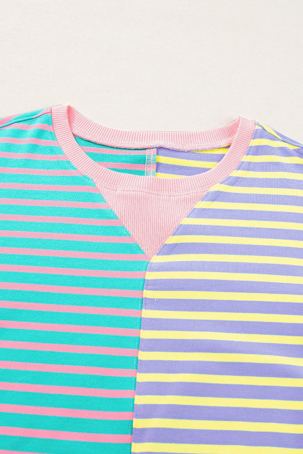 Contrast Stripes Round Neck Long Sleeve Sweatshirt, image 6