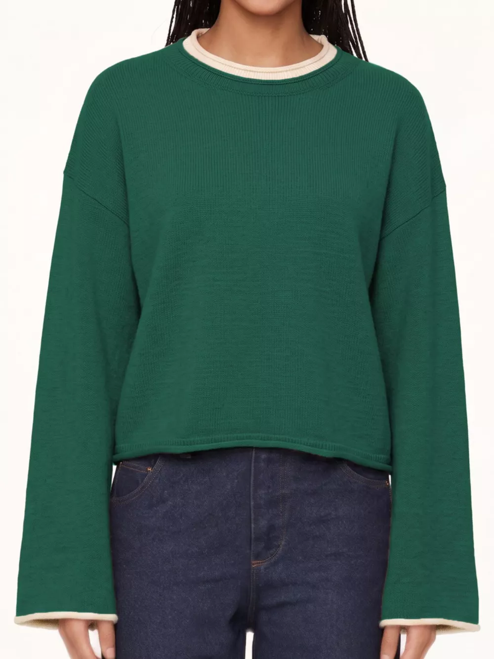 Crew Neck Dropped Shoulder Sweater, image 8