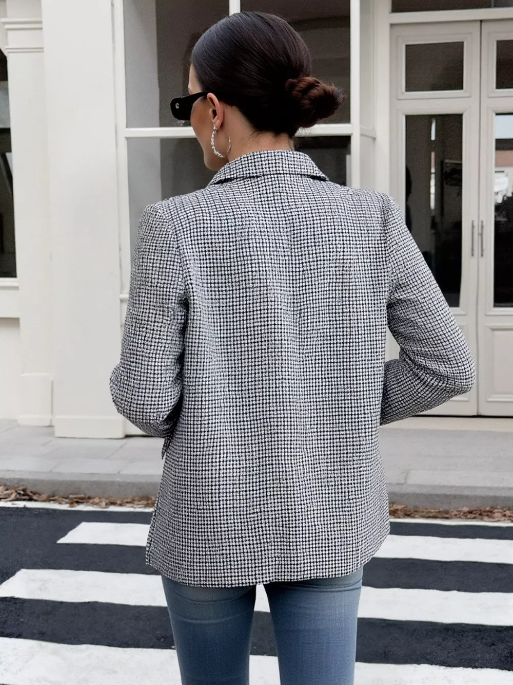Houndstooth Patterned Double-Breasted Blazer, image 2