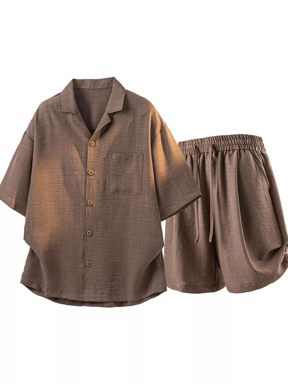 Men's Full Size Button Up Short Sleeve Shirt and Shorts Plus Size, image 5