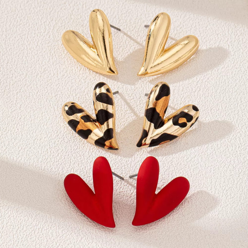 4 Pair Heart Stud Earrings, image 4