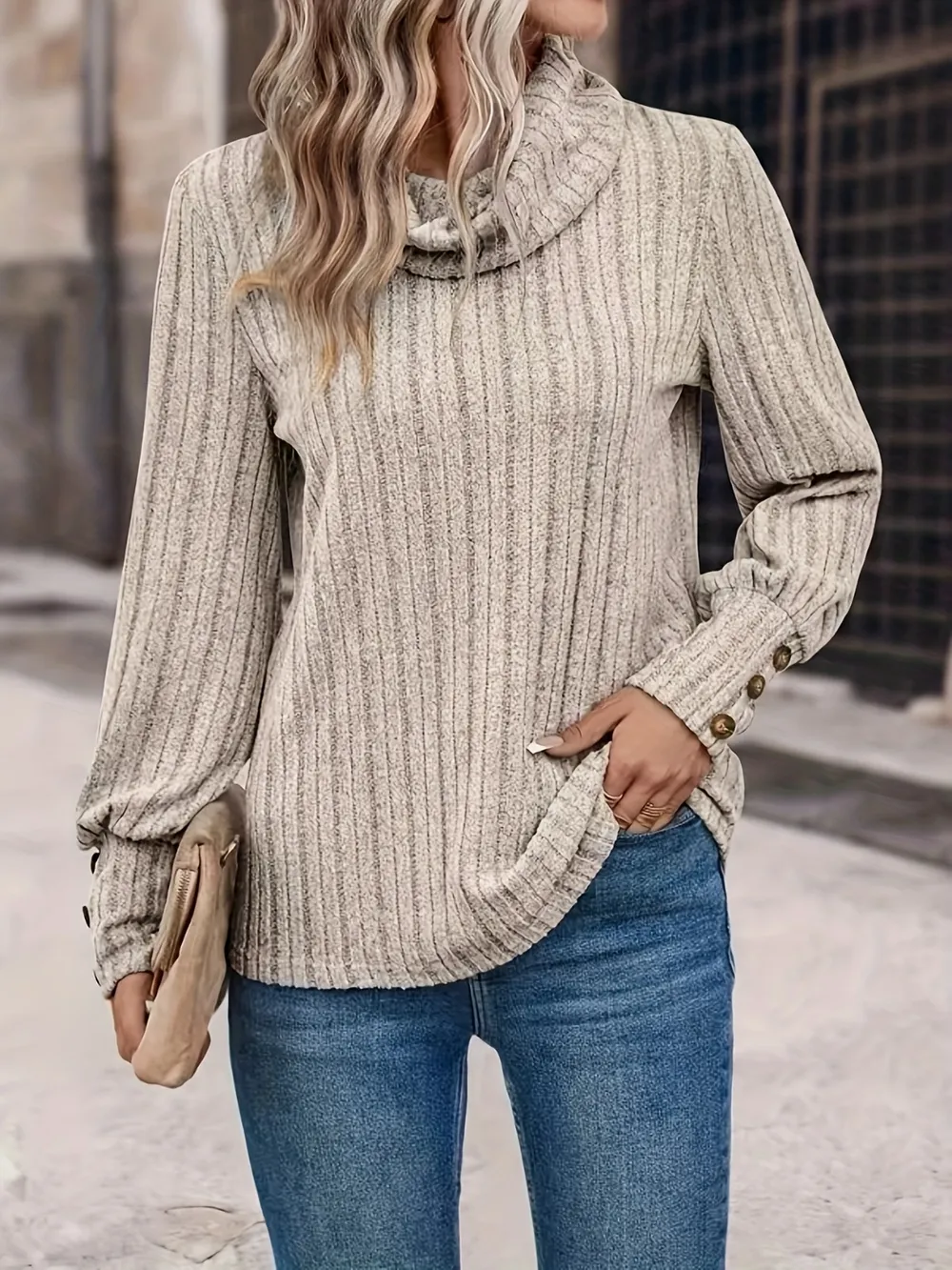 Turtleneck Long Sleeve T-Shirt, image 2