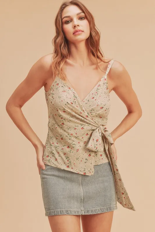 Ditsy Floral Surplice Adjustable Straps Cami
