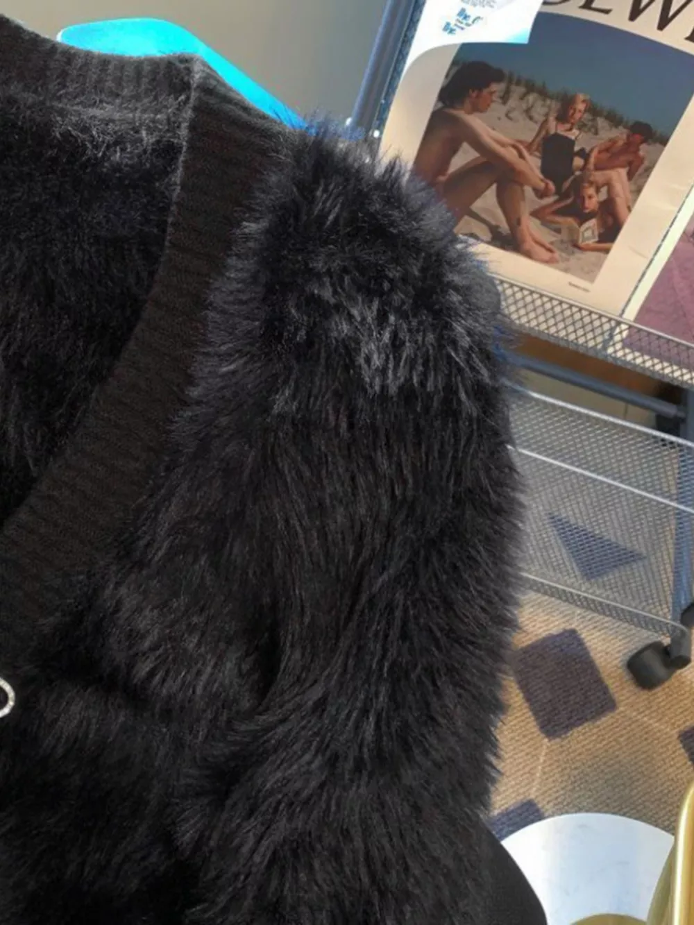 Fuzzy Bow Button Up Cardigan, image 3