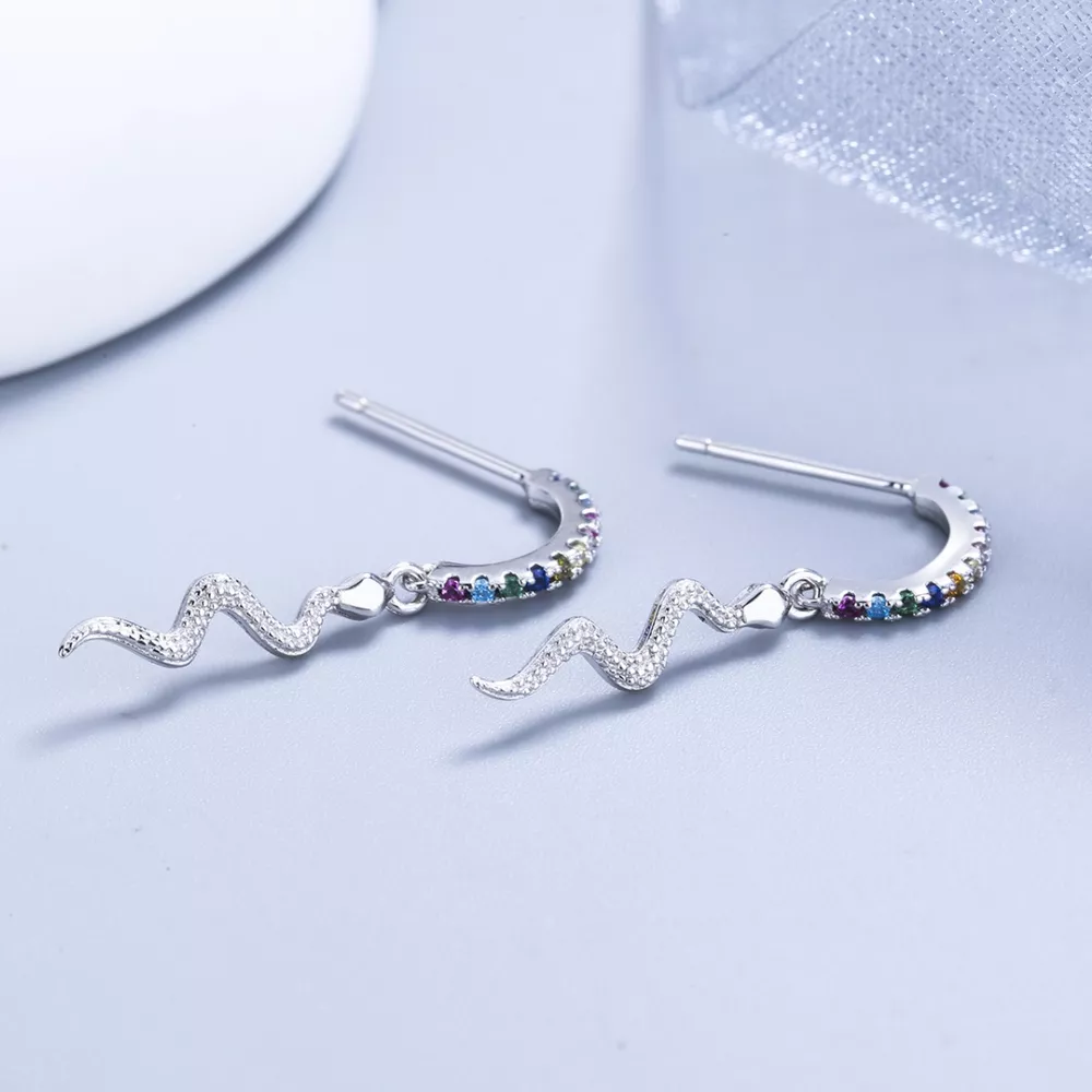 925 Sterling Silver Rainbow Zircon Geometric Earrings, image 3
