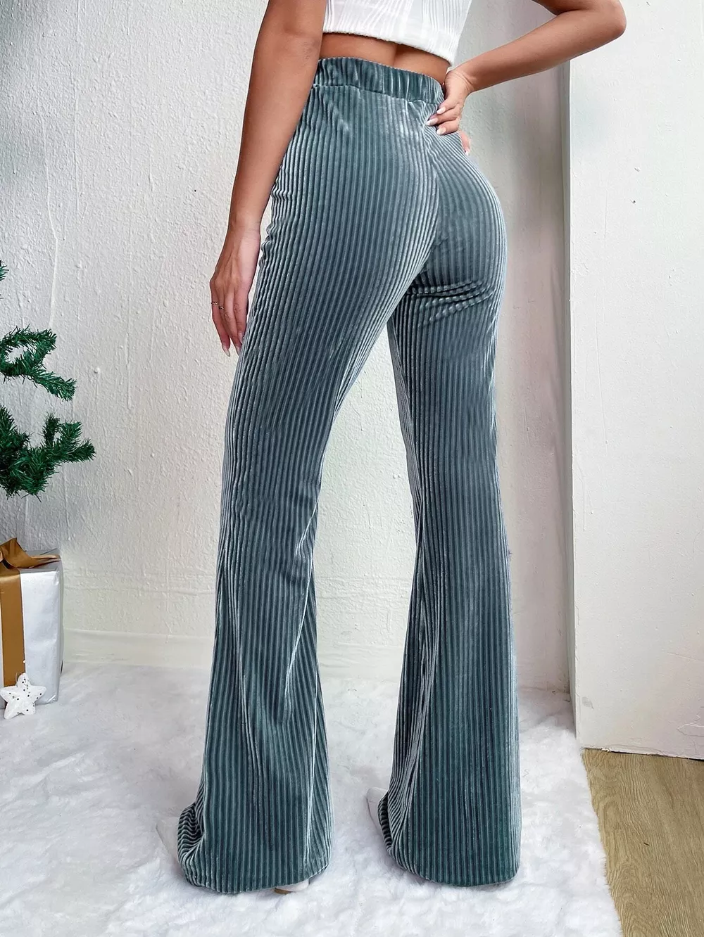 Corduroy High Waist Flare Pants, image 10