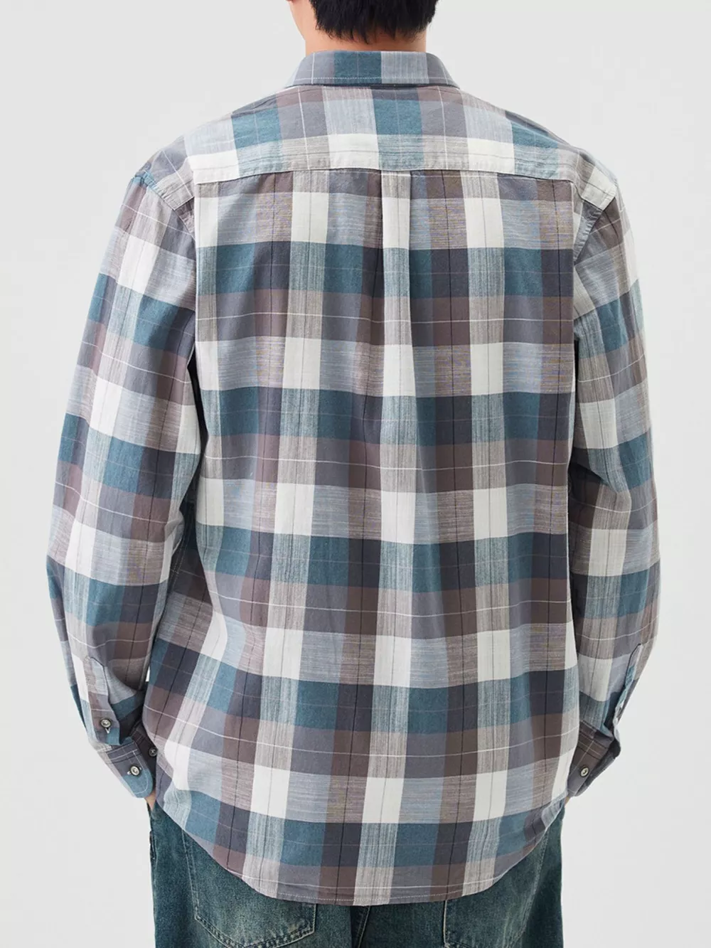 Men's Full Size Casual Plaid Long Sleeve Shirt Plus Size, image 2