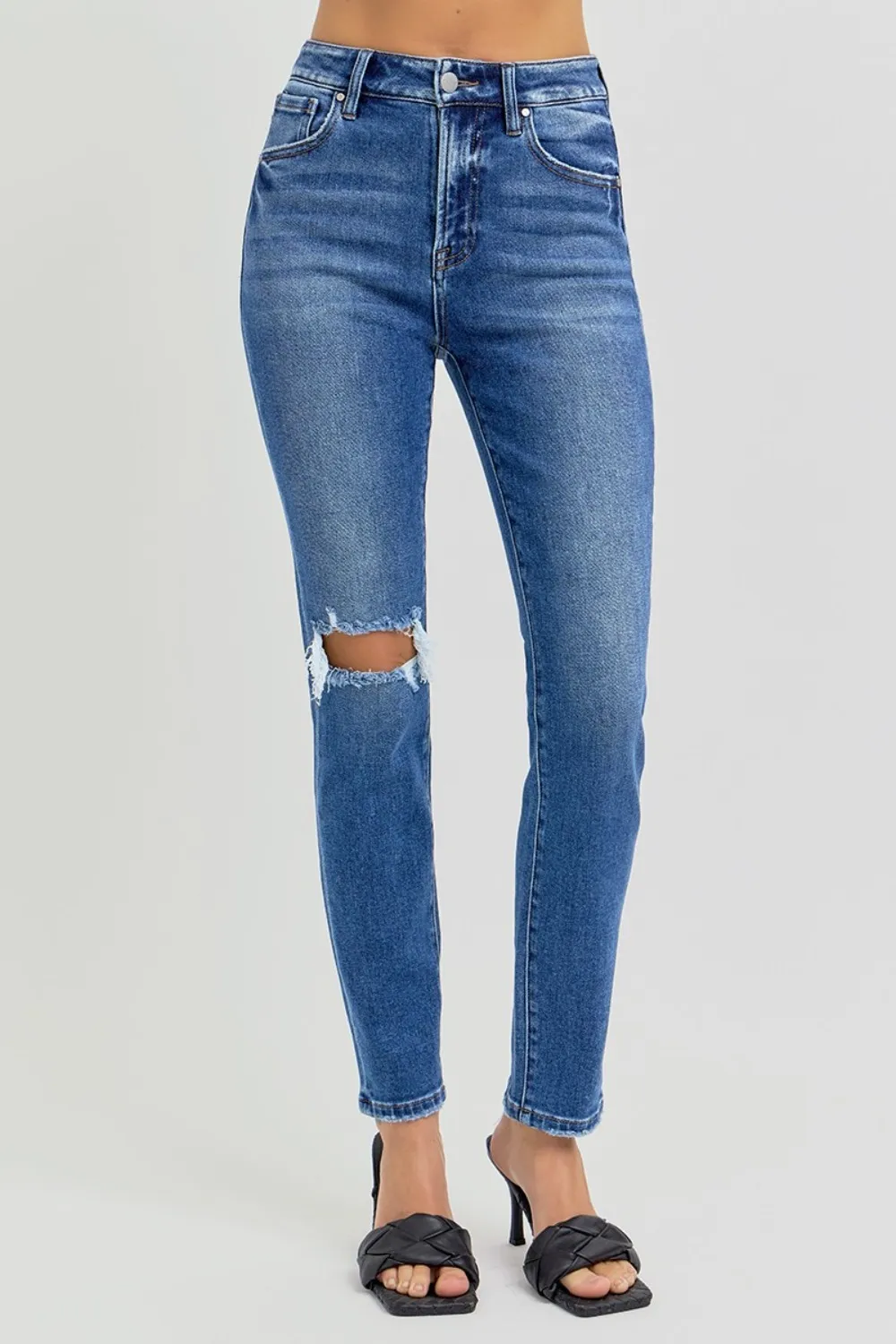 Full Size High Rise Ankle Skinny Knee Distressed Jeans, image 2