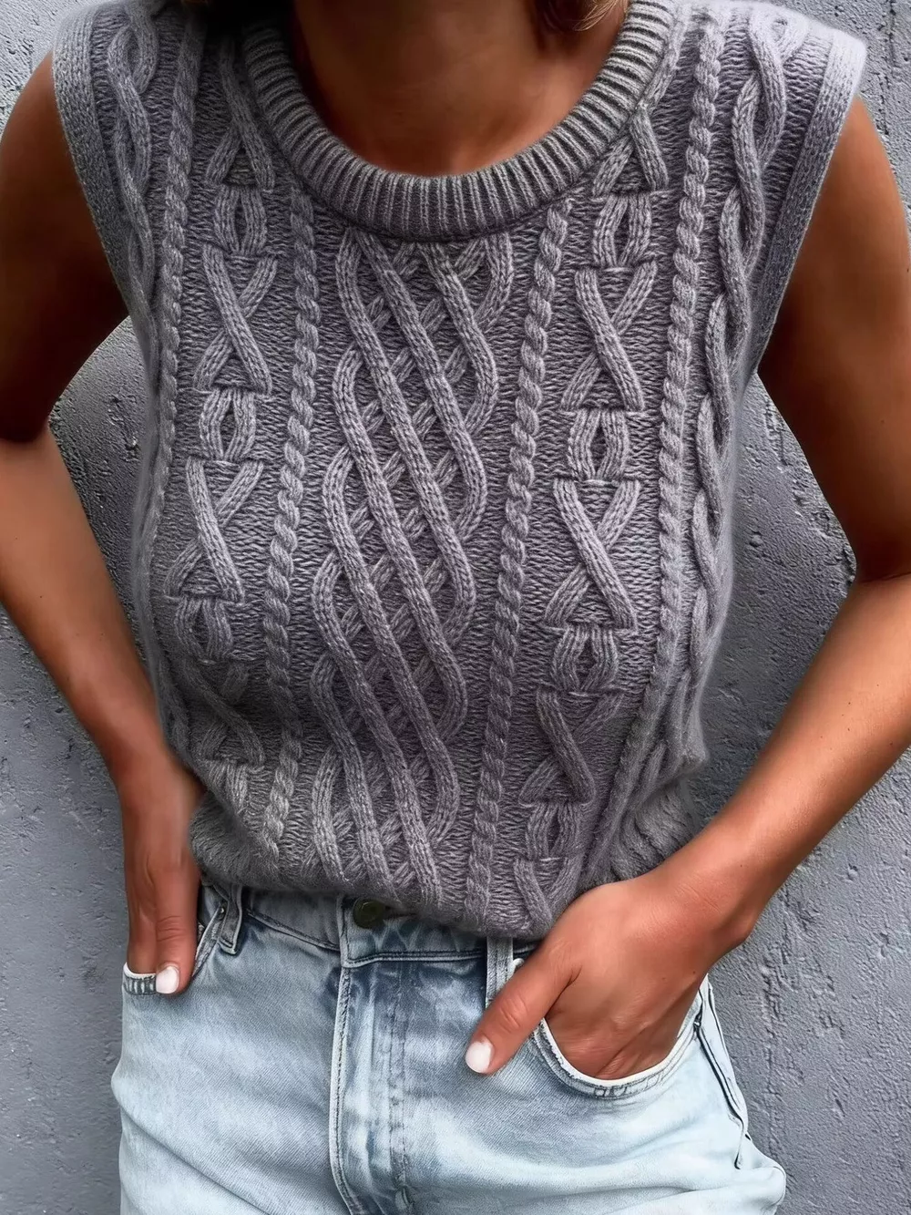 Cable Knit Sweater Vest, image 2