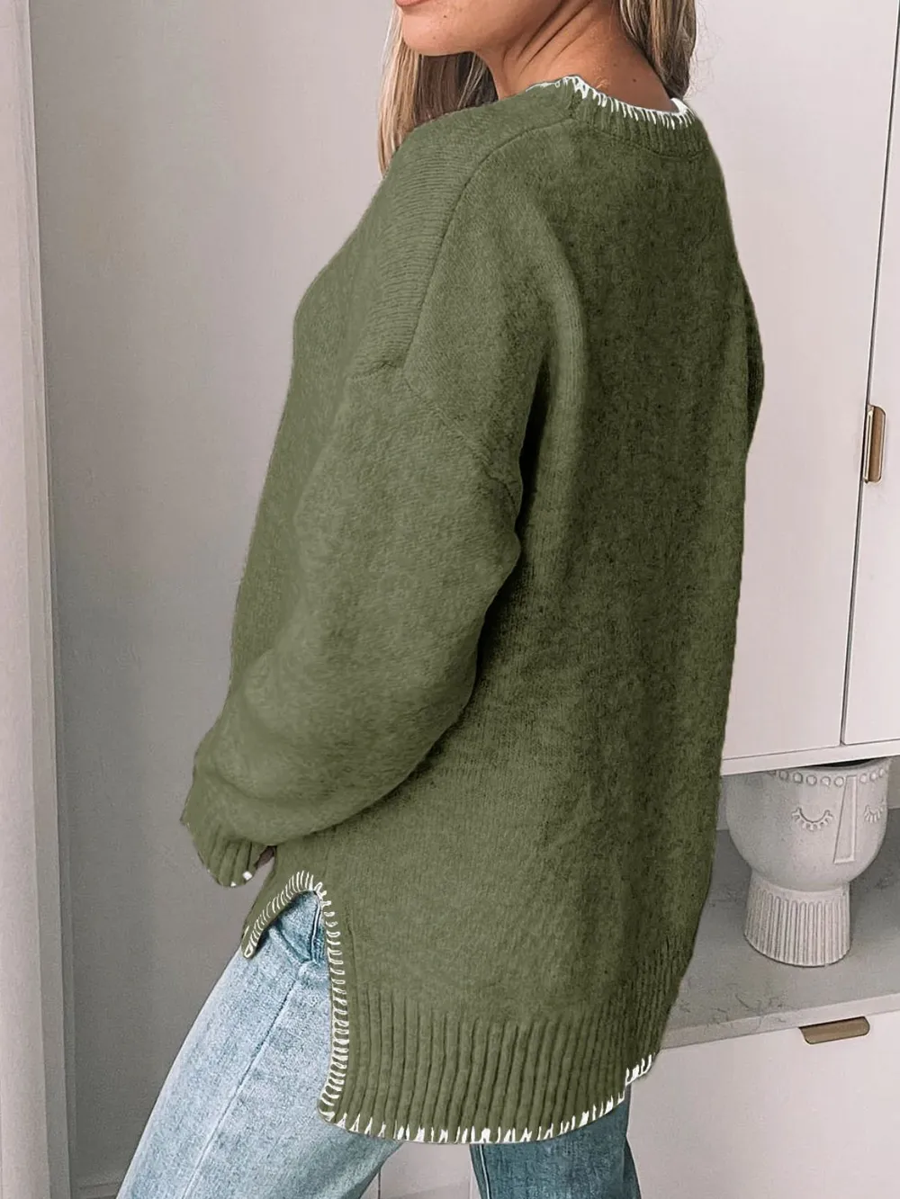 Round Neck Long Sleeve Sweater, image 3