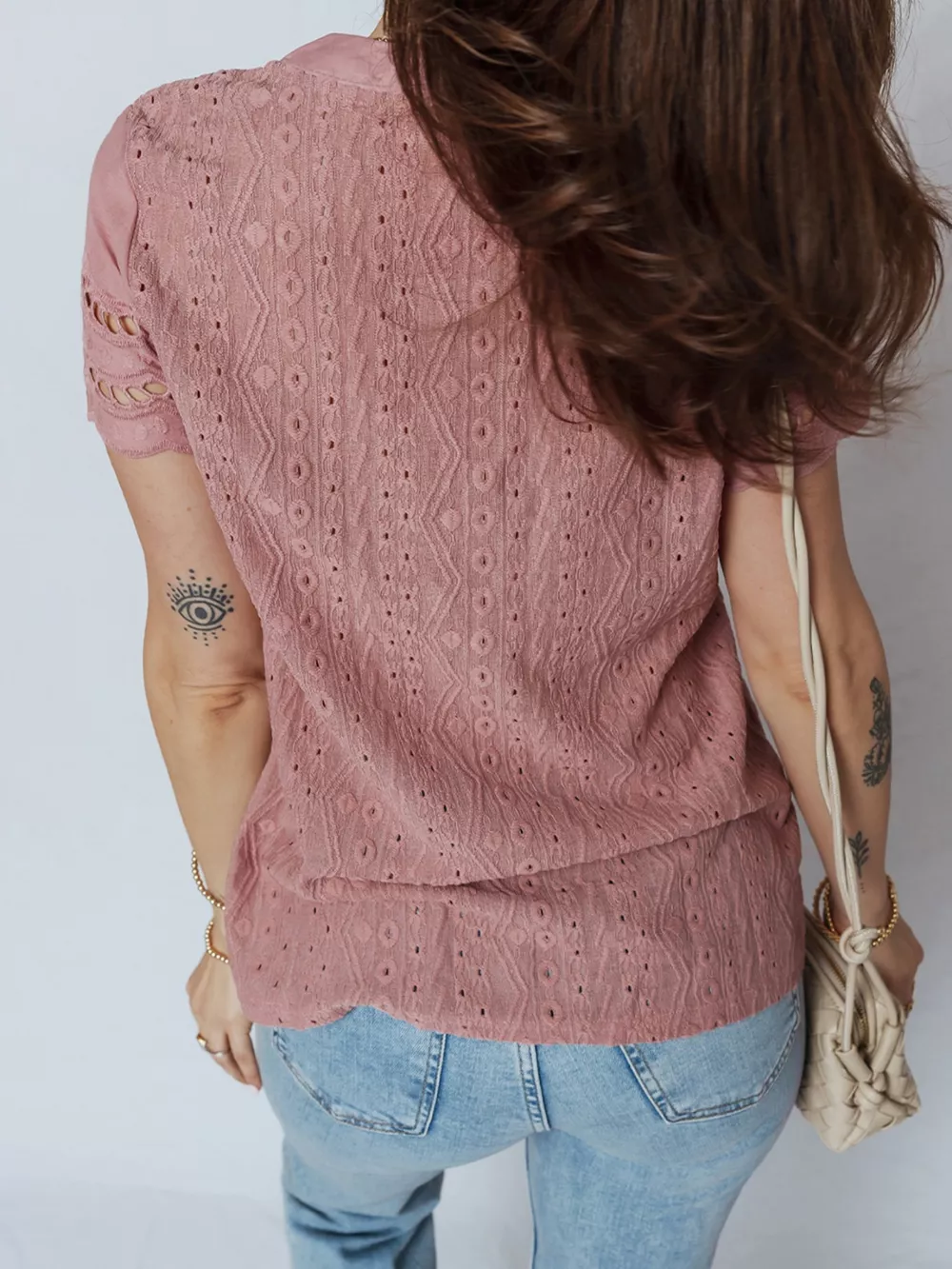 Eyelet Embroidered Short Sleeve Blouse, image 4