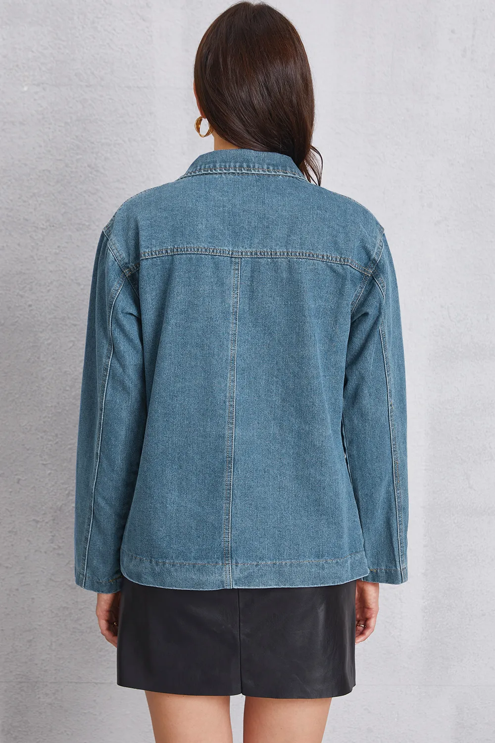 Pocketed Button Up Denim Jacket, image 6