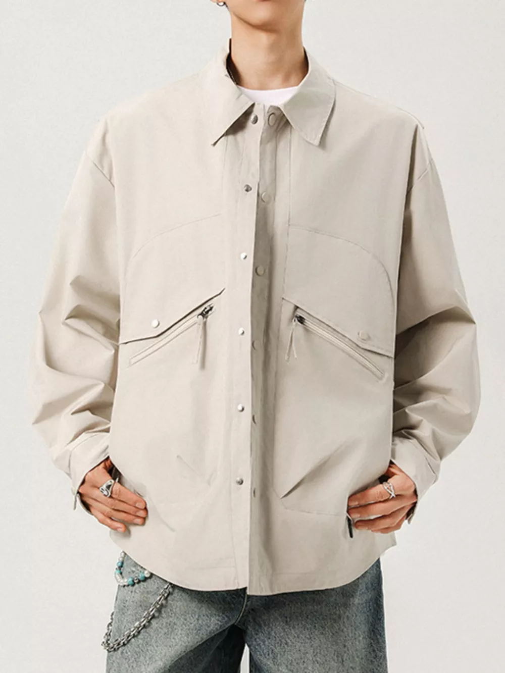 Men's Plus Size Casual Snap-Down Jacket, image 5
