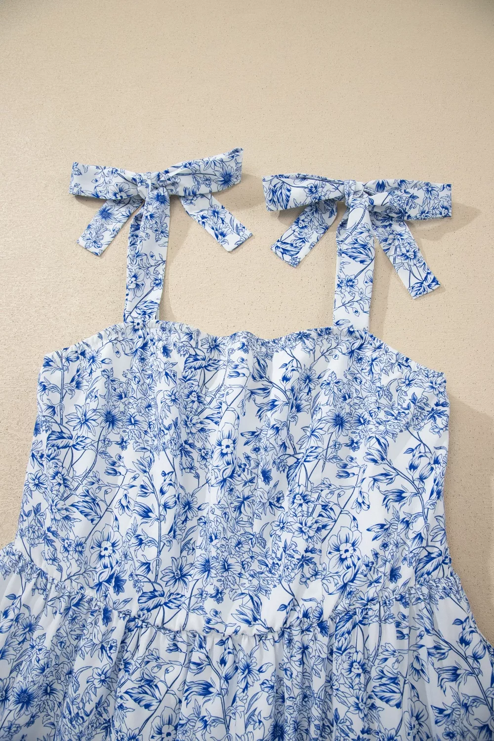 Floral Print Knot Straps High Waist Flared Maxi Dress, image 8