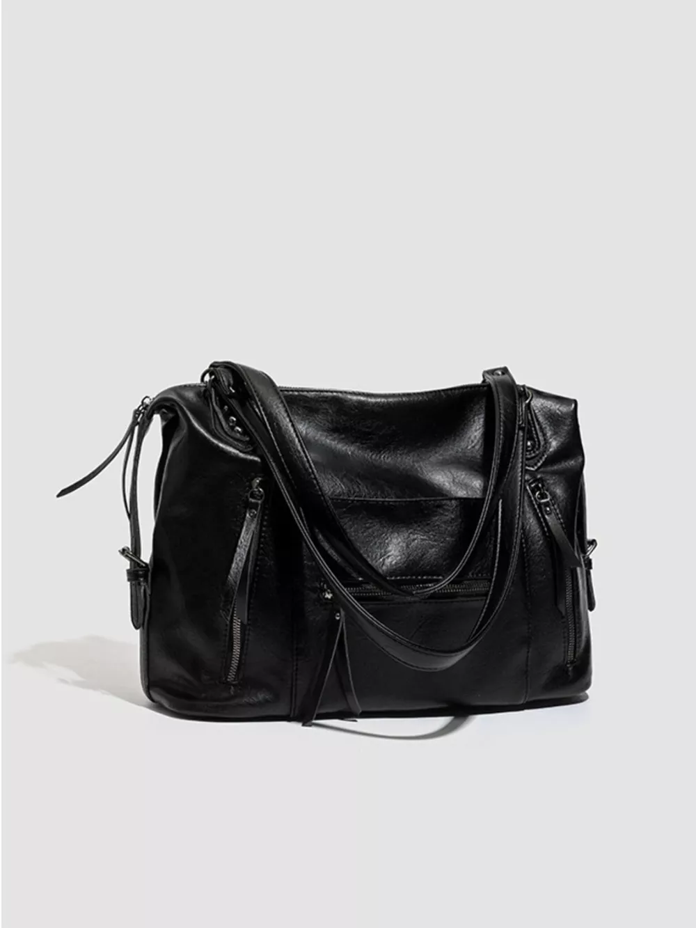 Multi-Pocket Zippered Shoulder Bag, image 8