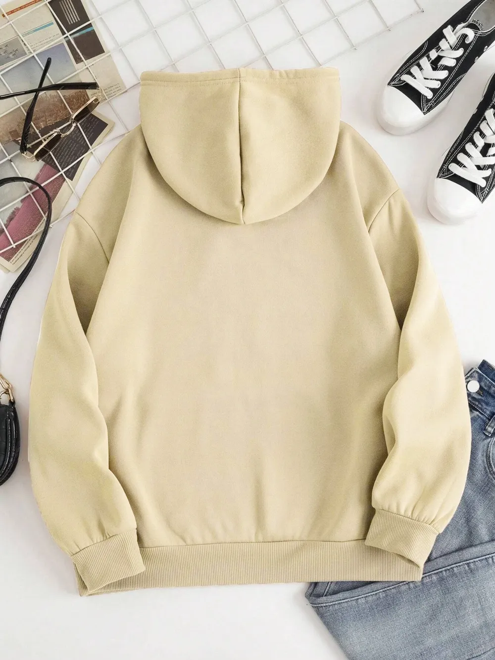 Drawstring Dropped Shoulder Hoodie, image 10