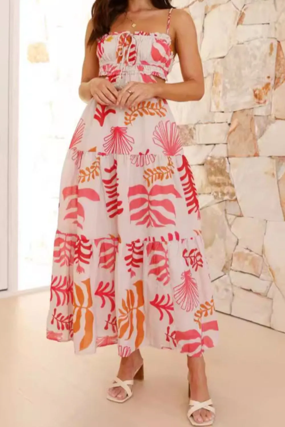 Cutout Printed Sleeveless Midi Cami Dress, image 7