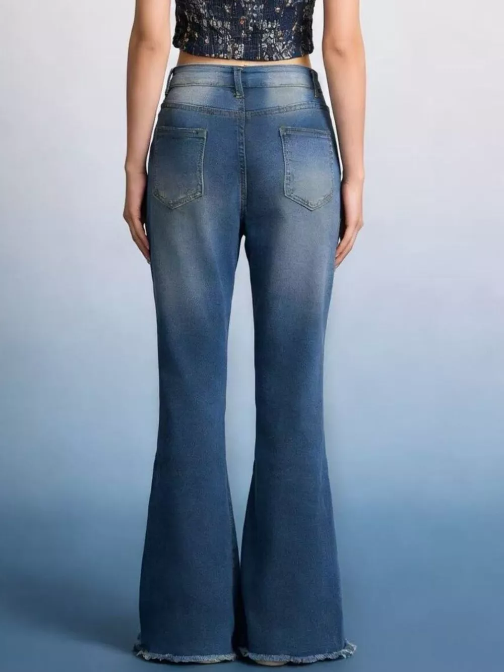 Raw Hem High-Waisted Flare Jeans, image 5