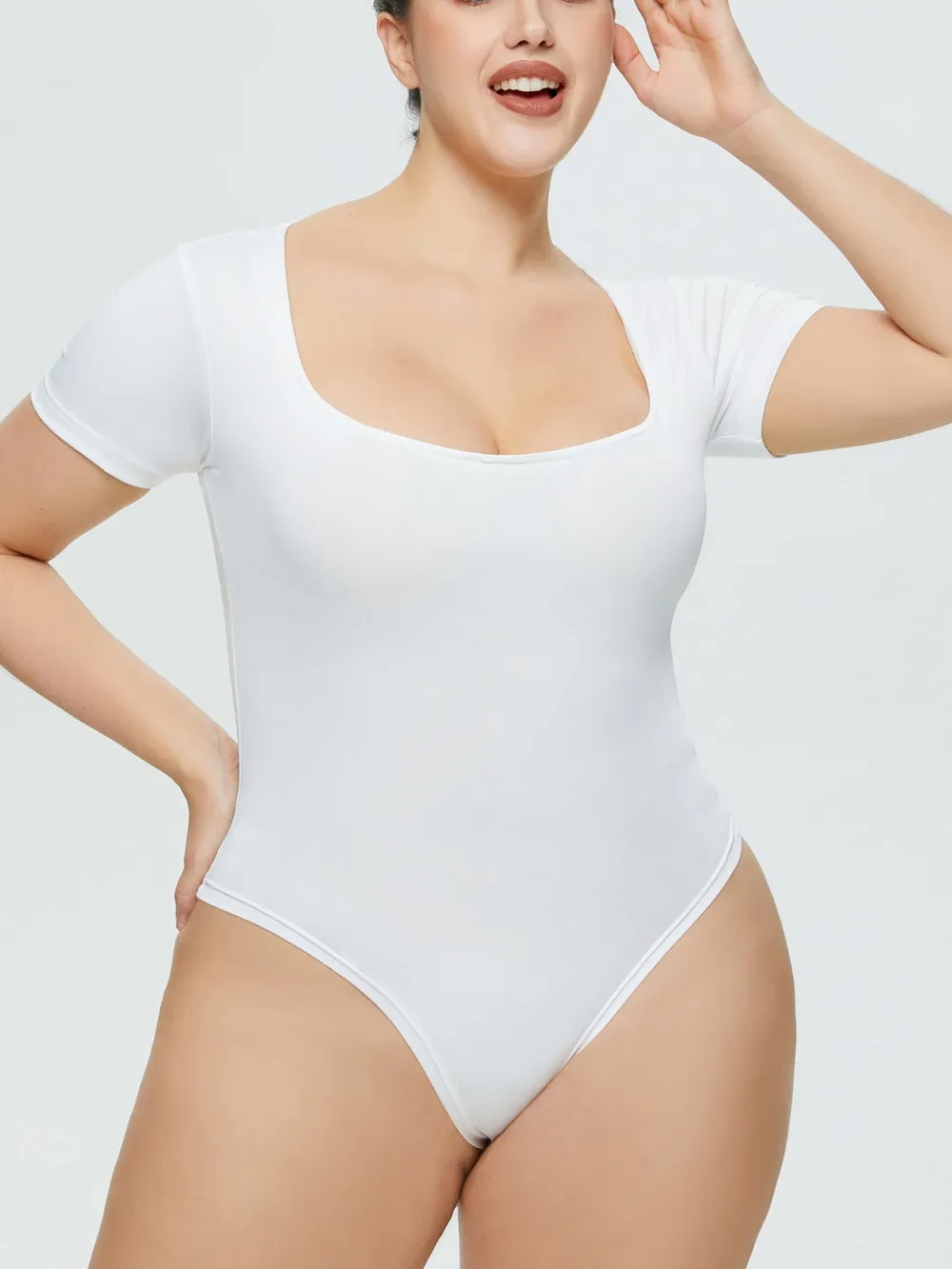 Full Size Square Neck Short Sleeve Bodysuit, image 6