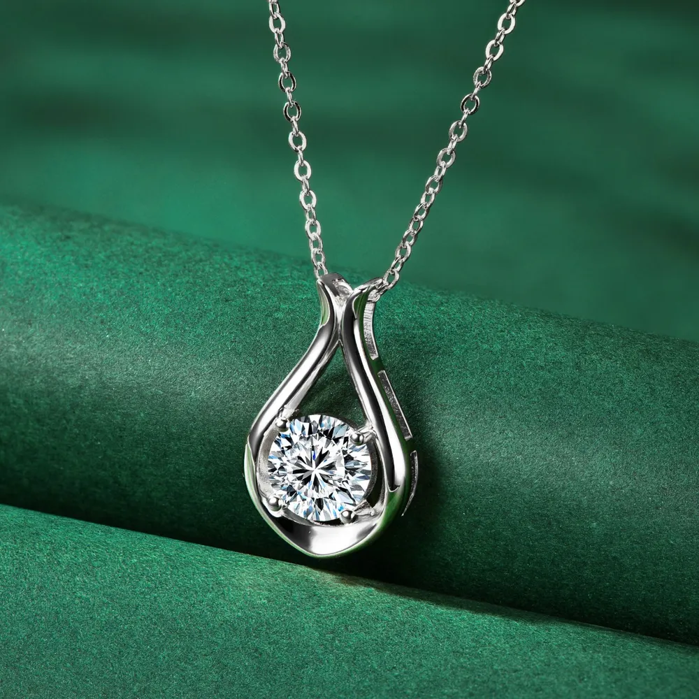 2 Carat Moissanite 925 Sterling Silver Pendant Necklace, image 3