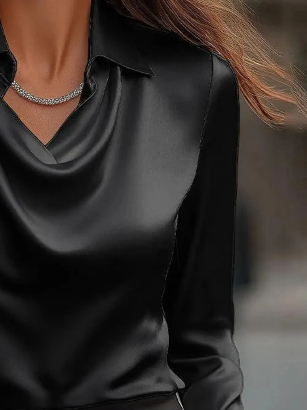 Full Size Long Sleeve Blouse with Collar Plus Size, image 6