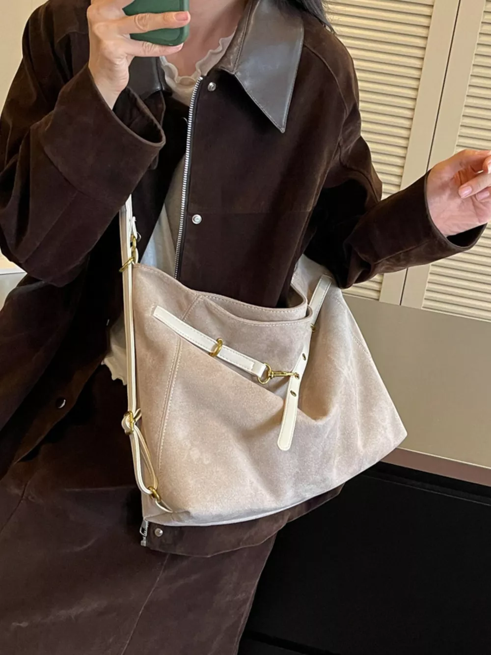Adjustable Buckle Detail Shoulder Bag, image 11