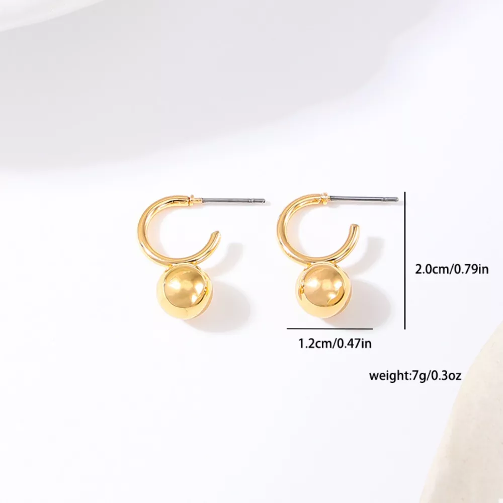 18K Gold-Plated Ball Hoop Earrings, image 4
