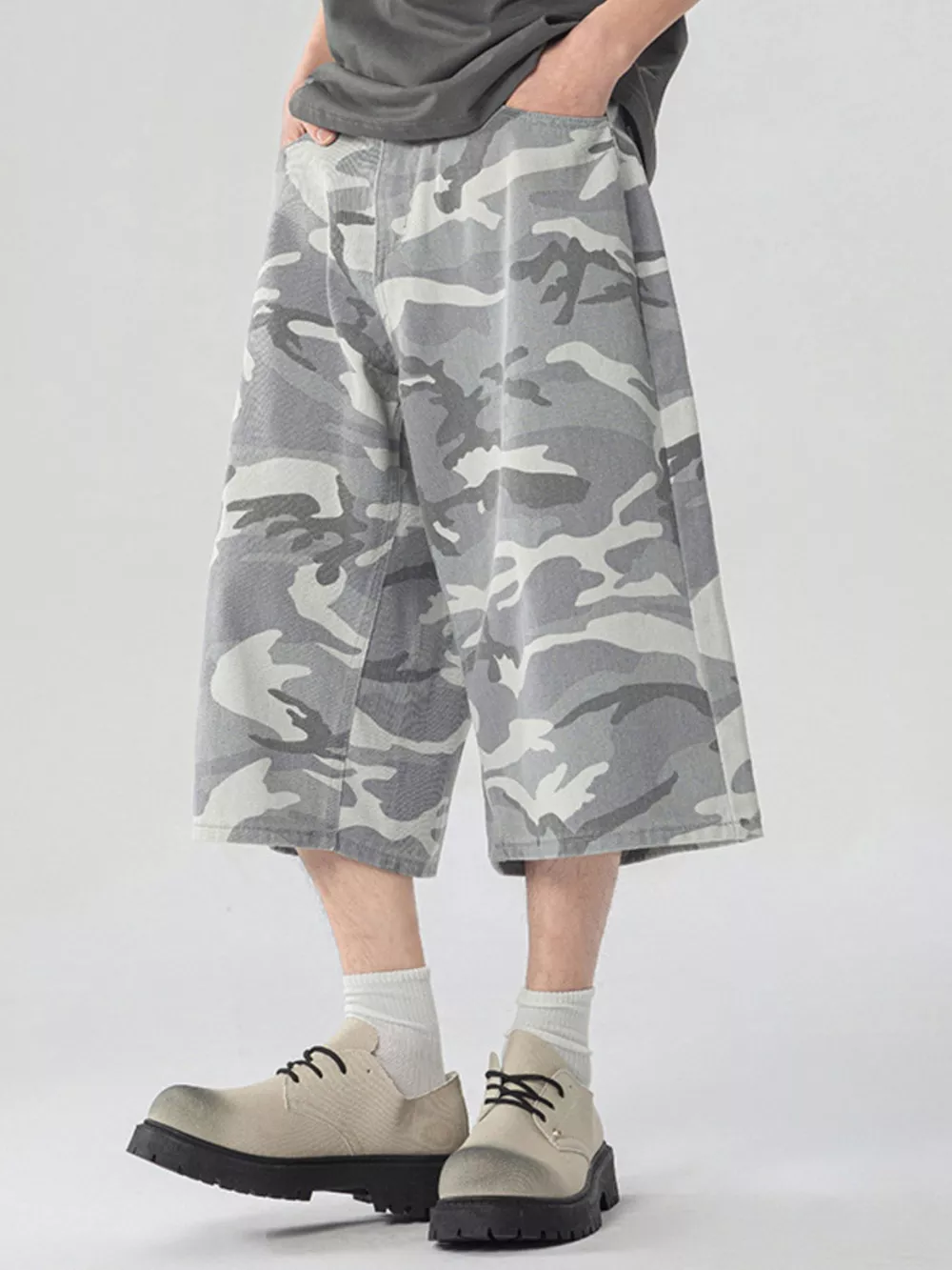 Men's Urban Camo Wide Leg Cargo Pants, image 4