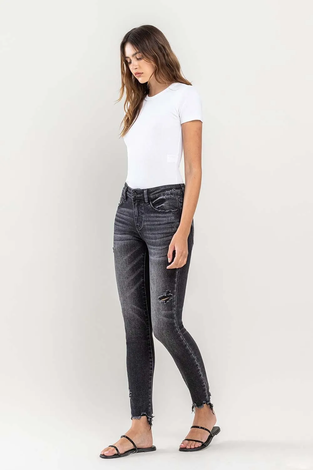 Raw Hem Cropped Skinny Jeans, image 7