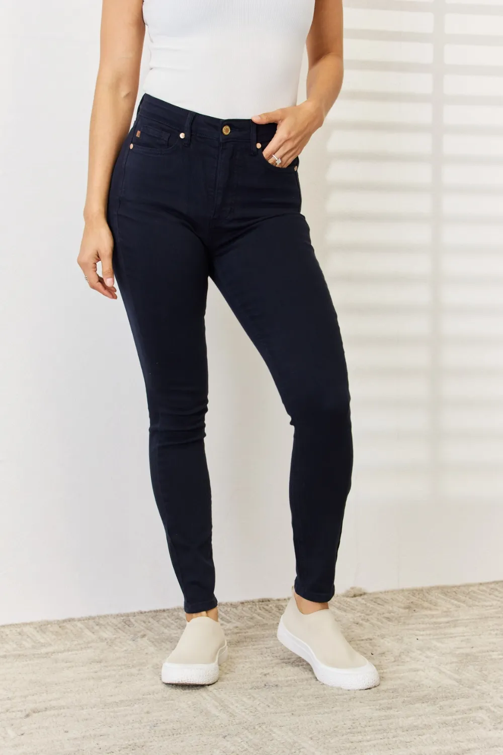 Full Size Garment Dyed Tummy Control Skinny Jeans, image 2