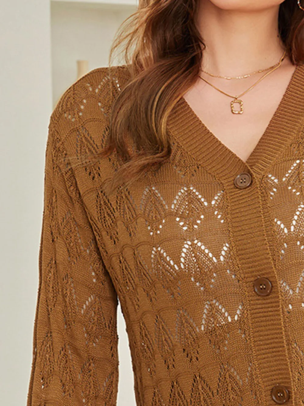 Openwork Button Up Cardigan, image 10