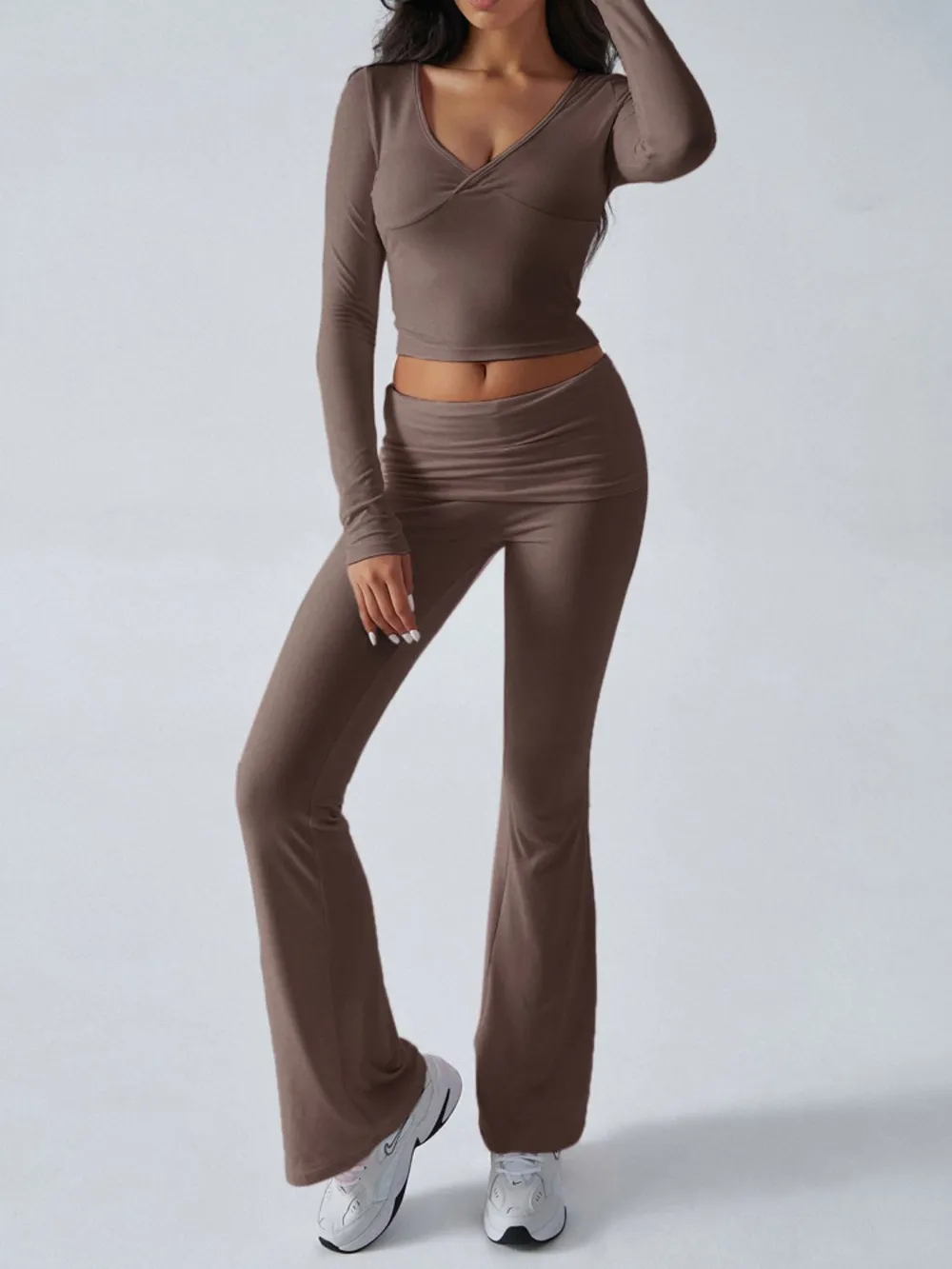 Ruched Long Sleeve Top and Pants Set, image 12