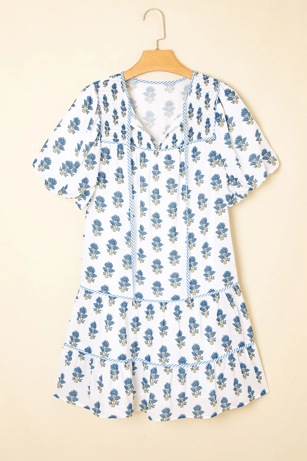 Floral Puff Sleeve Mini Dress with Pockets, image 4
