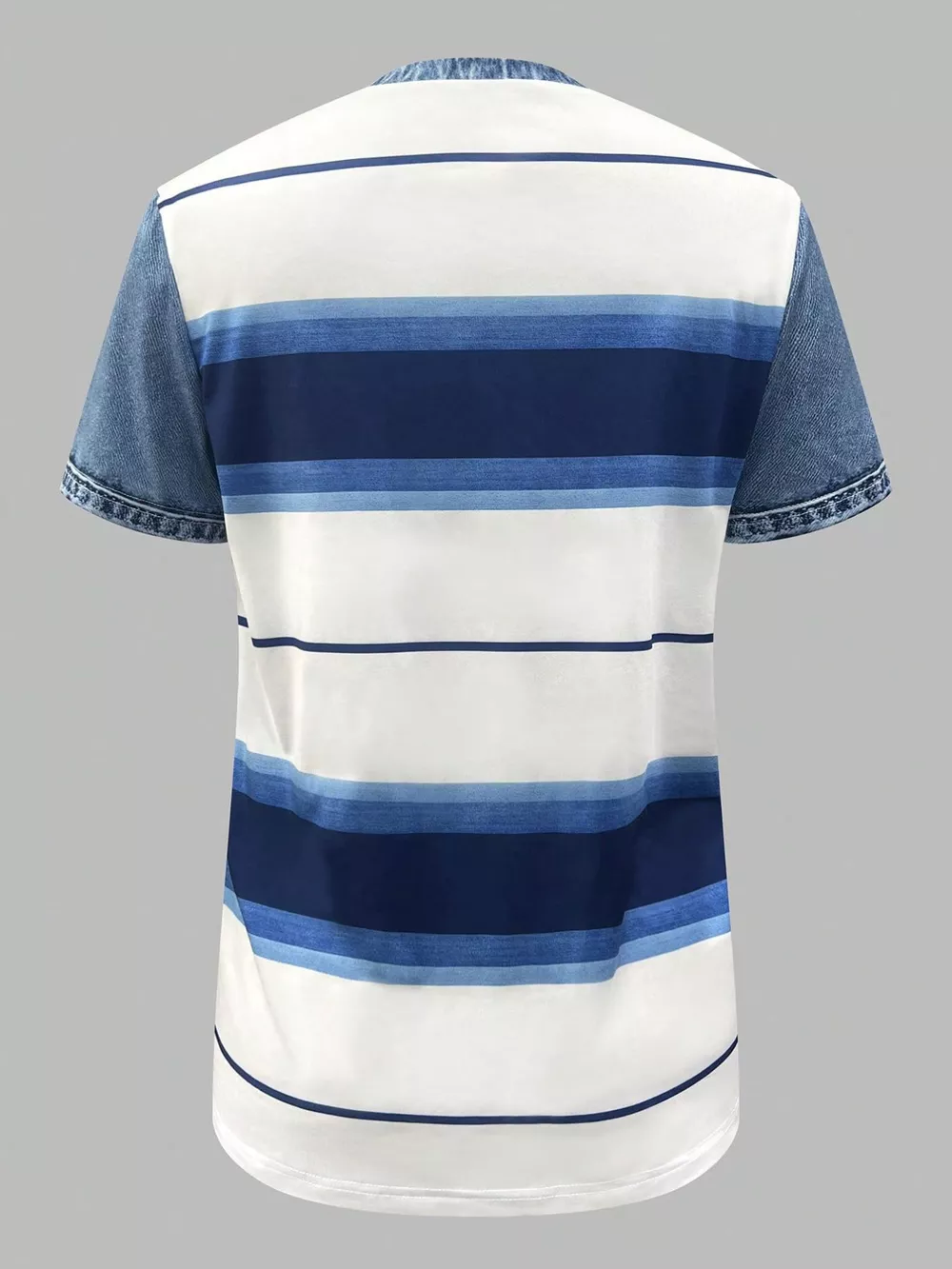 Denim Patchwork Short Sleeve Blouse, image 14