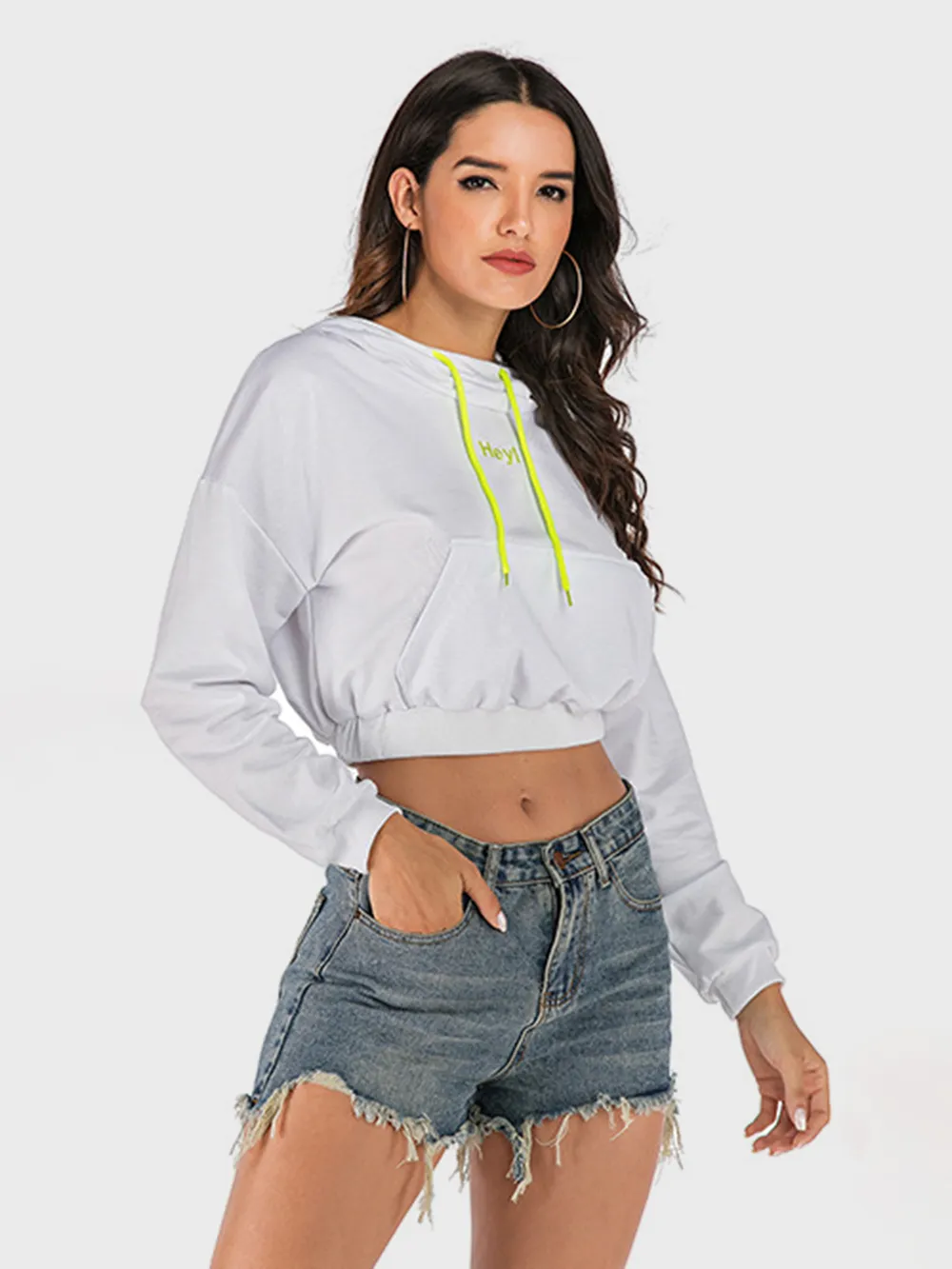 Drawstring Letter Long Sleeve Hoodie